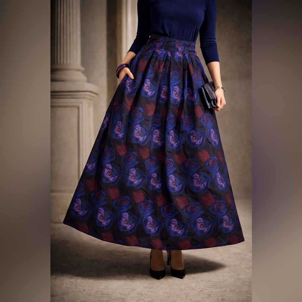 NWT Sachin + Babi Hannabi Imperial Floral Metallic Maxi Skirt Size 8